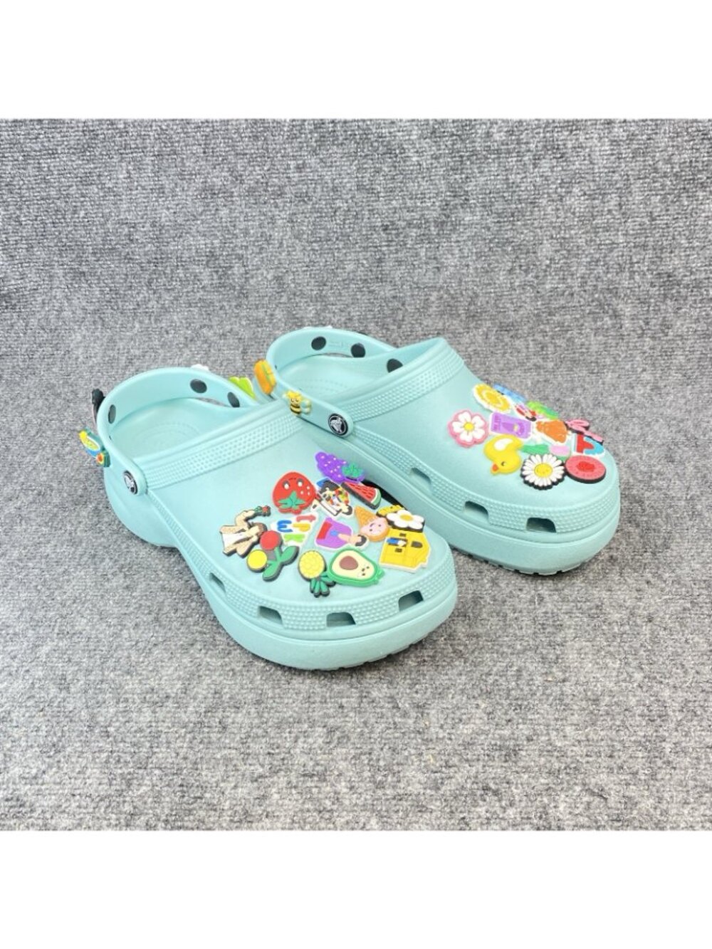 CROCS Original Classic Unisex M9 Women's 11 Aqua Convertible Clogs + 34 Jibbitz - Picture 6 of 12